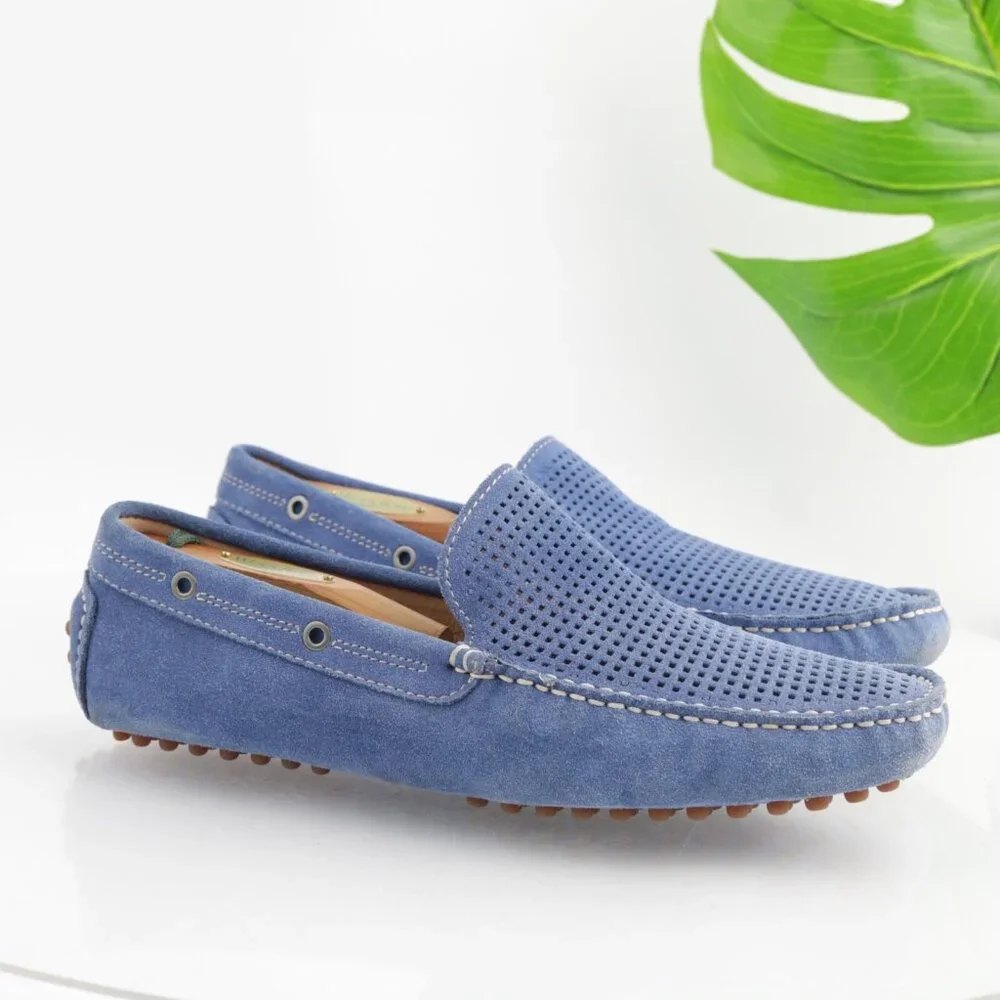 The Rail Mens Morgan Loafers Size 43 9 Blue Suede Moccasin Driving Slip On Shoes